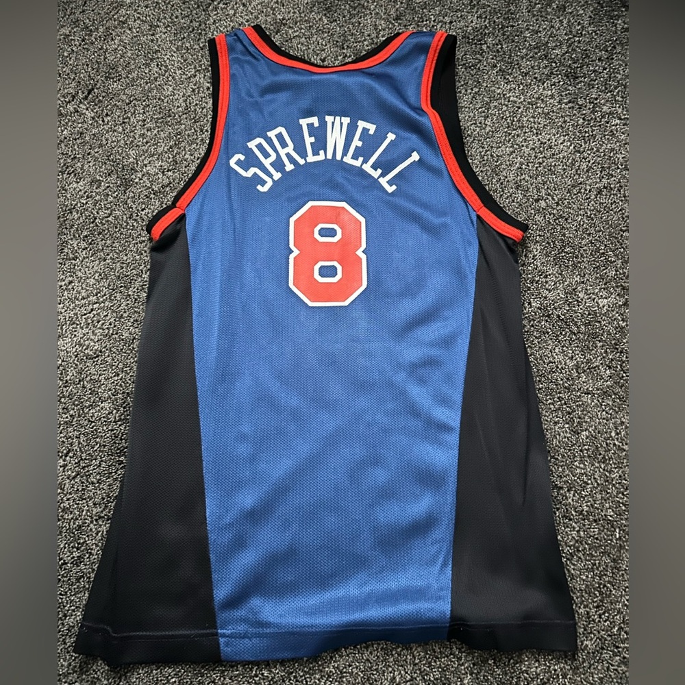 Sprewell Knicks Champion Blue and Black Men's Jersey medium 40